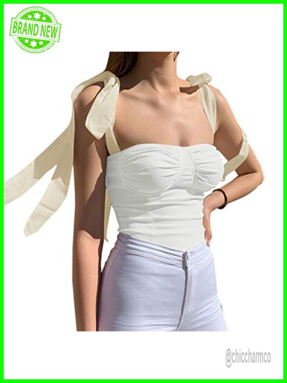 Sleeveless Camisole Tie Shoulder Mesh Strap Tank Crop Top
